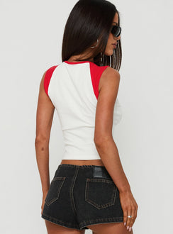 Meaddow Raglan Tank Top White / Red