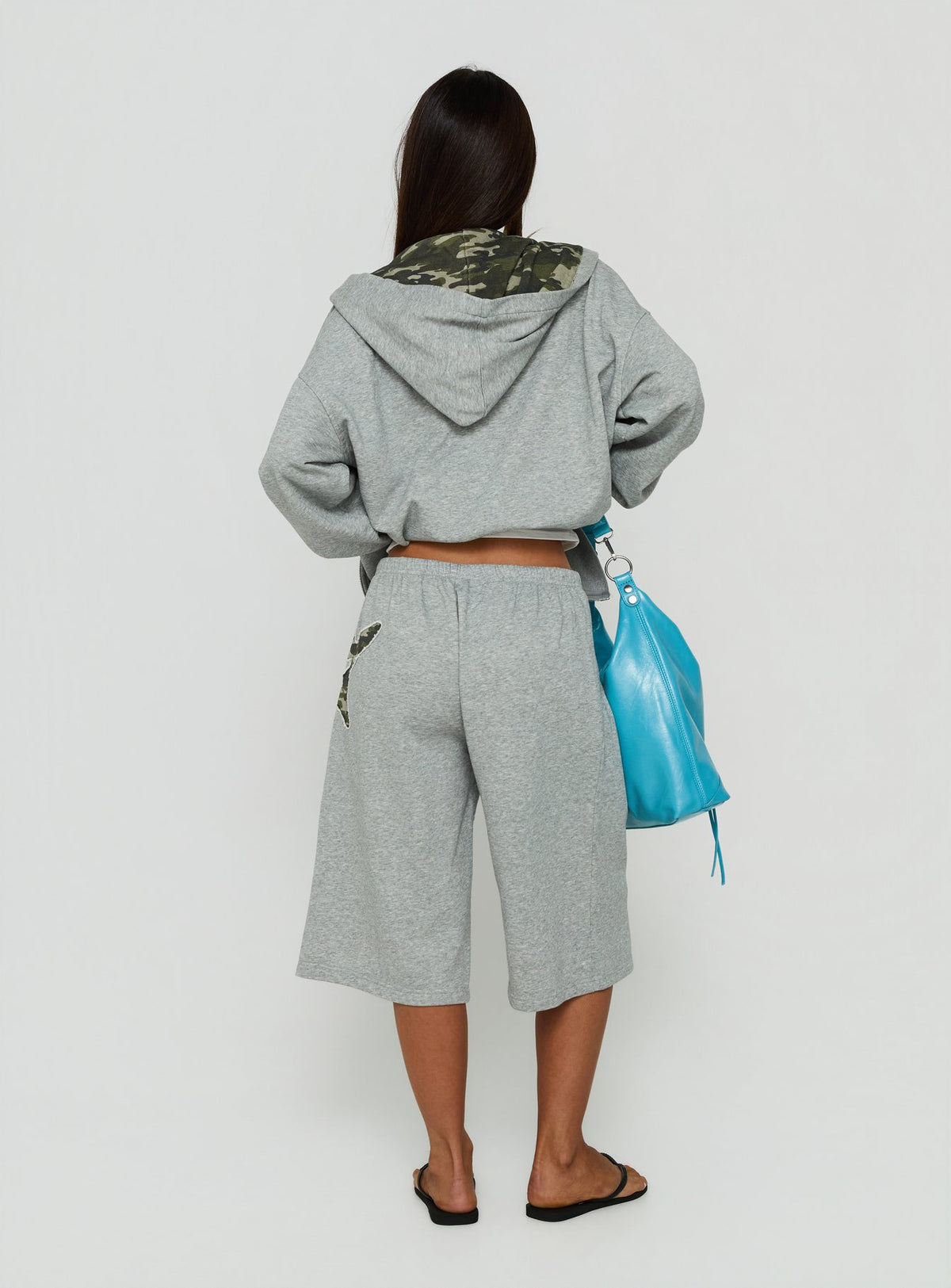Chelzie Longline Applique Track Jorts Grey Marle / Camo