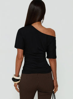 Luckiest Girl Off Shoulder Cinched Top Black