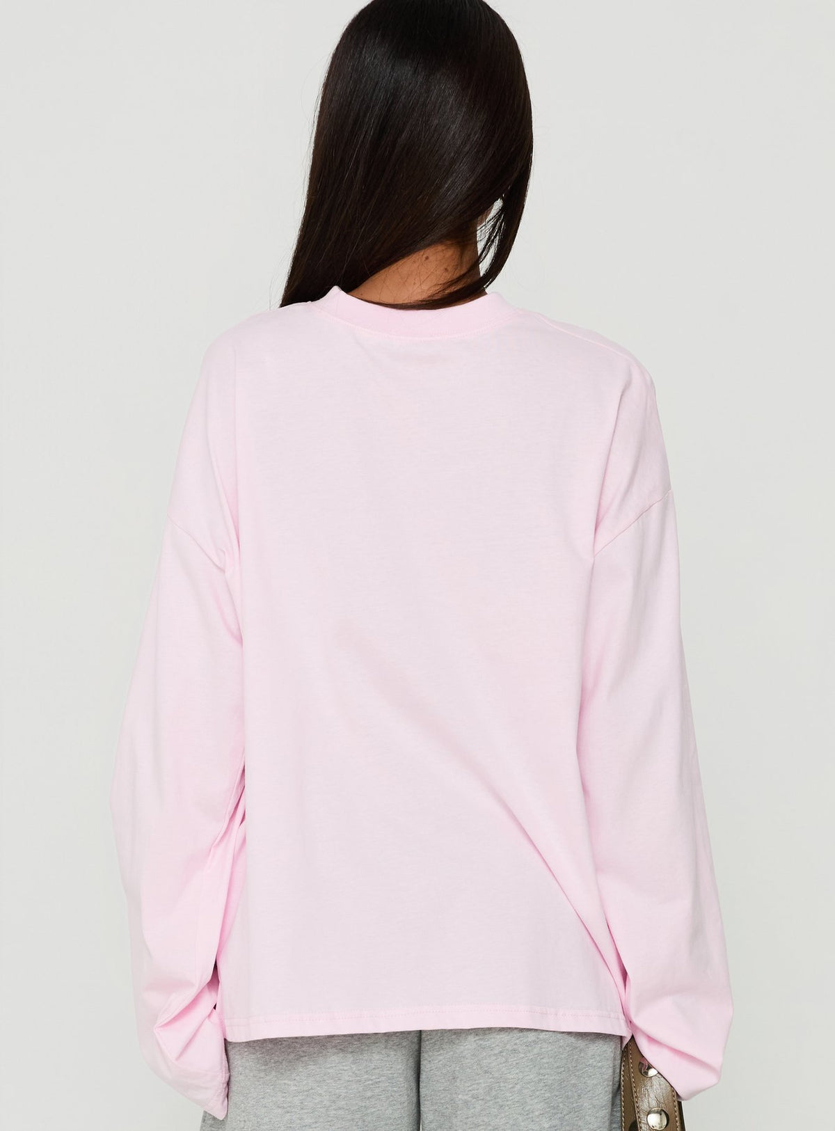 Settle Down Long Sleeve V Neck Top Soft Pink
