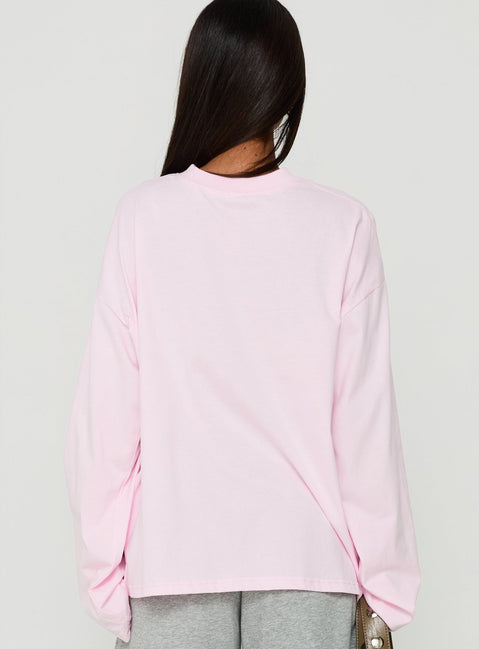 Settle Down Long Sleeve V Neck Top Soft Pink