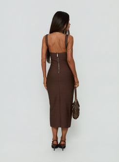 Justina Bandage Midi Dress Brown