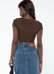Ribbed crop top, square neckline Good stretch, fully lined 