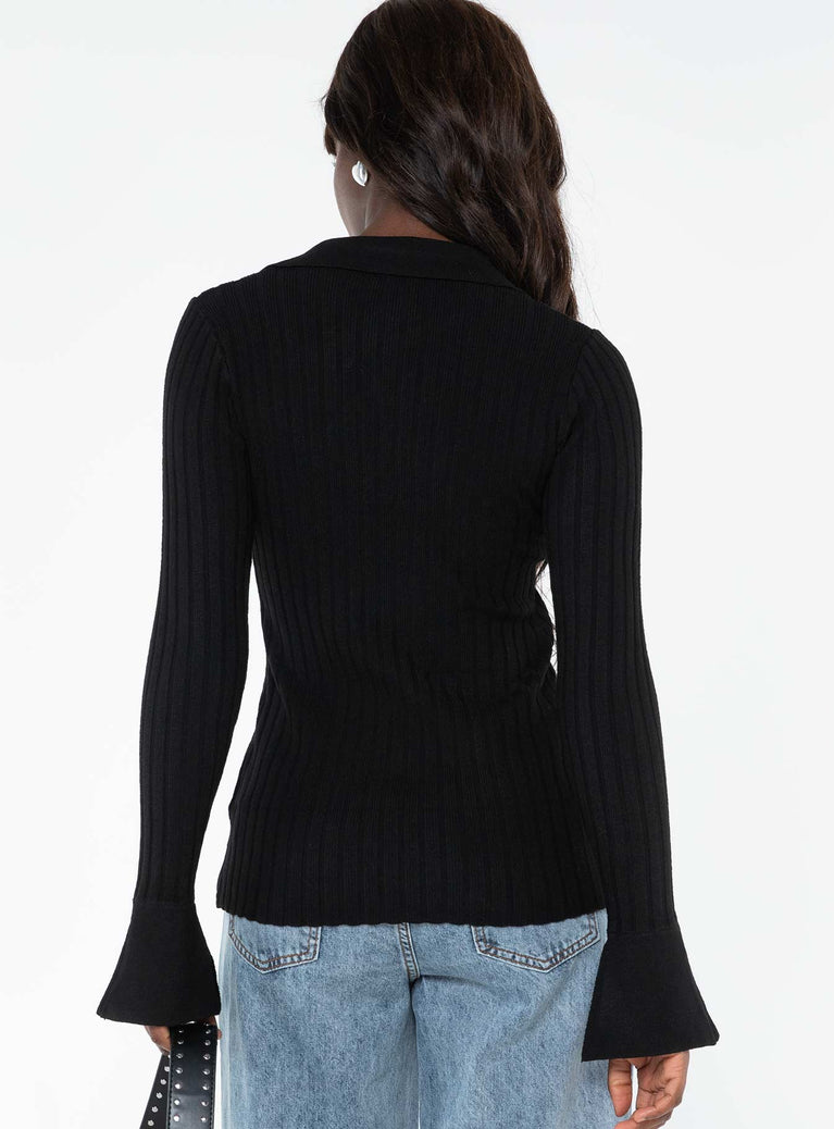 Anneke Collared Cardigan Black