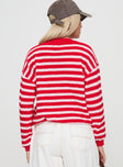 back view of model wearing Princess Polly Freeze Knit Sweater Red 