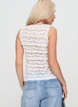 back view of model wearing Princess Polly Quillan Top White Sleeveless V-Neck 