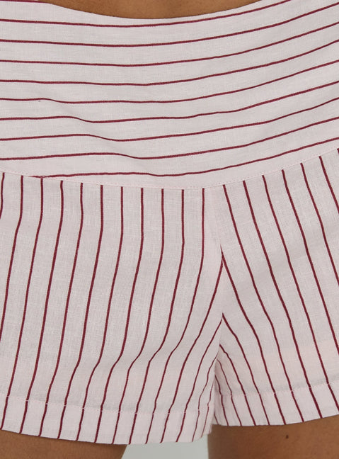 Terza Foldover Micro Shorts Pink Stripe