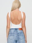 back view of model wearing Princess Polly Beresford Bodysuit White Sleeveless 