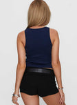 Baseline Square Neck Rib Tank Top Navy