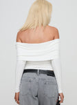 back view of model wearing Princess Polly Myrina Long Sleeve Top White Full Sleeves V-Neck 