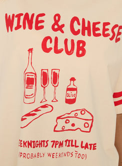 Grazing Club Oversized Graphic Tee Cream / Red