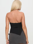 back view of model wearing Princess Polly Per Usual Strapless Top Black Sleeveless straight 