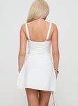 back view of model wearing Princess Polly Doiley Moiley Mini Dress White Square Neck 