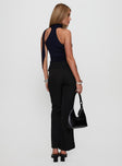 back view of model wearing Princess Polly Gabrielli Belted Pant Black High Waisted Pants 