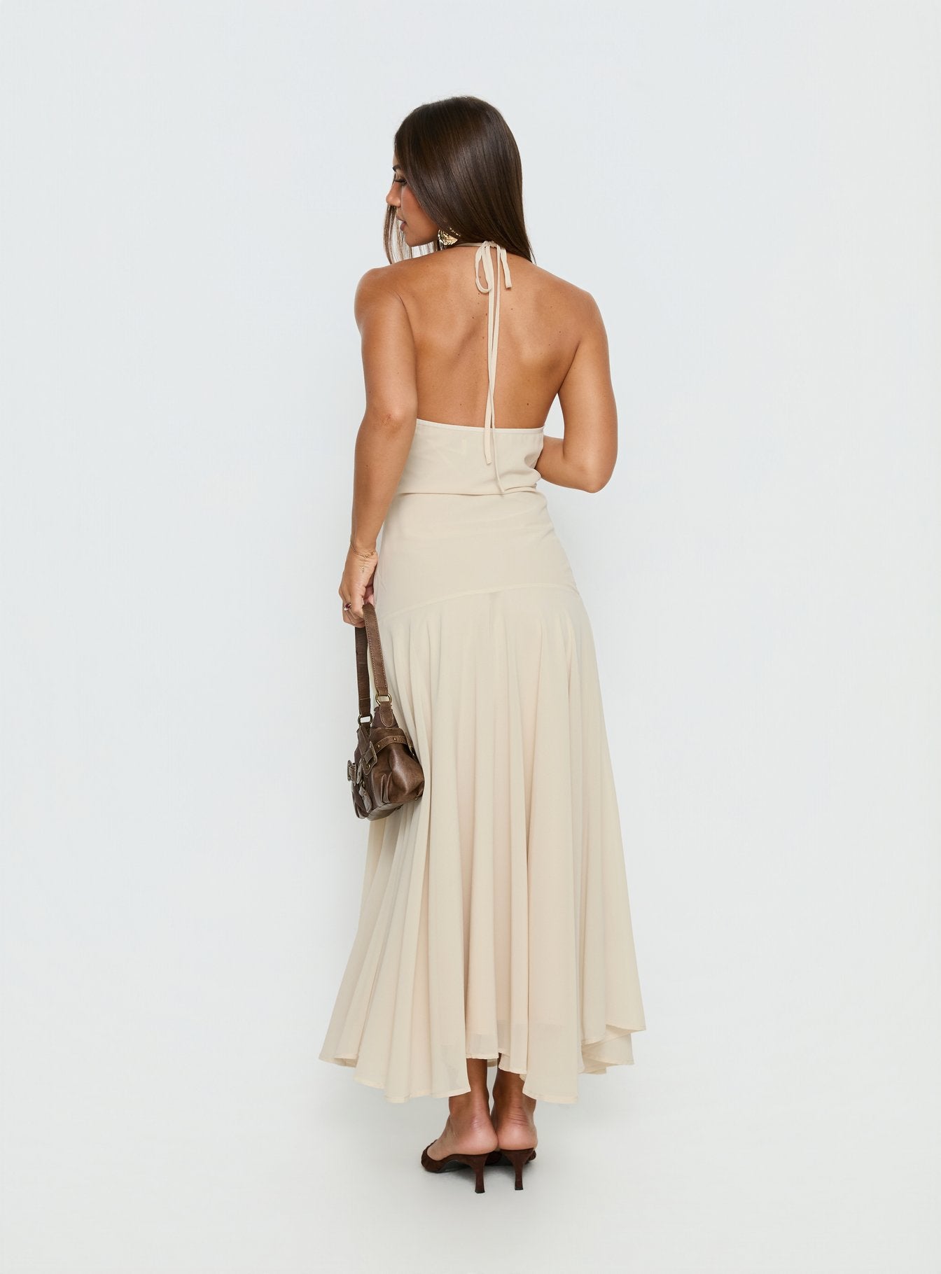 Carlisla Ruched Halter Maxi Dress | Yellow | Womens