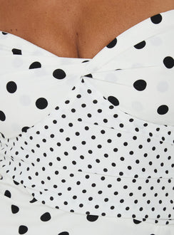 Marguerite Halter Maxi Dress White Polka Tall