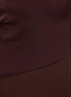 Emeliah Asymmetrical Plunge Midi Dress Brown