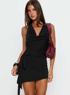 Roxane Plunge Asymmetrical Playsuit Black