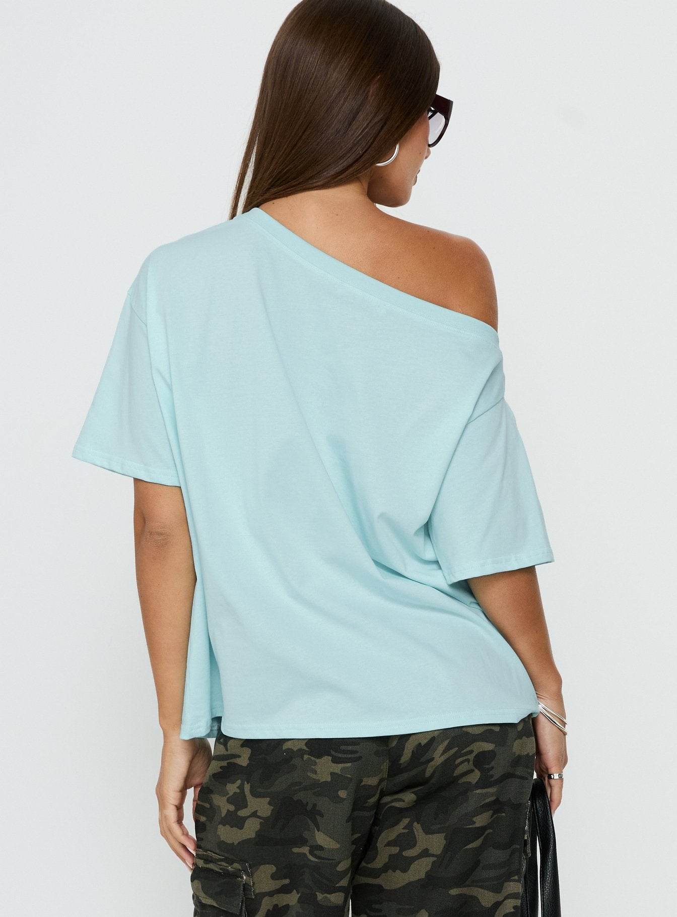 Settle Down One Shoulder Top Aqua