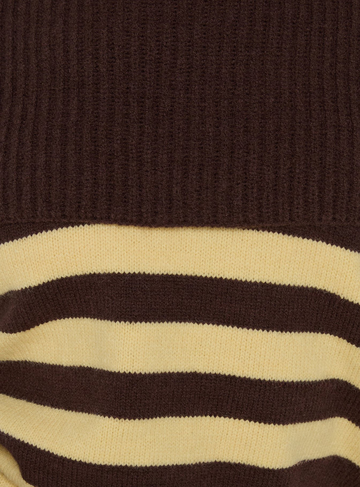 Next Page Foldover Long Sleeve Knit Sweater Brown / Yellow Stripe