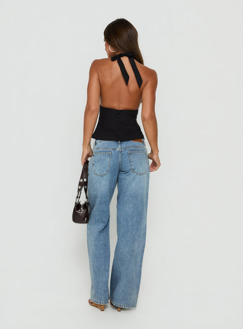 Tidal Wave Low Rise Straight Leg Jeans Light Vintage Blue