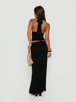 Keerah Ruched Maxi Skirt Black