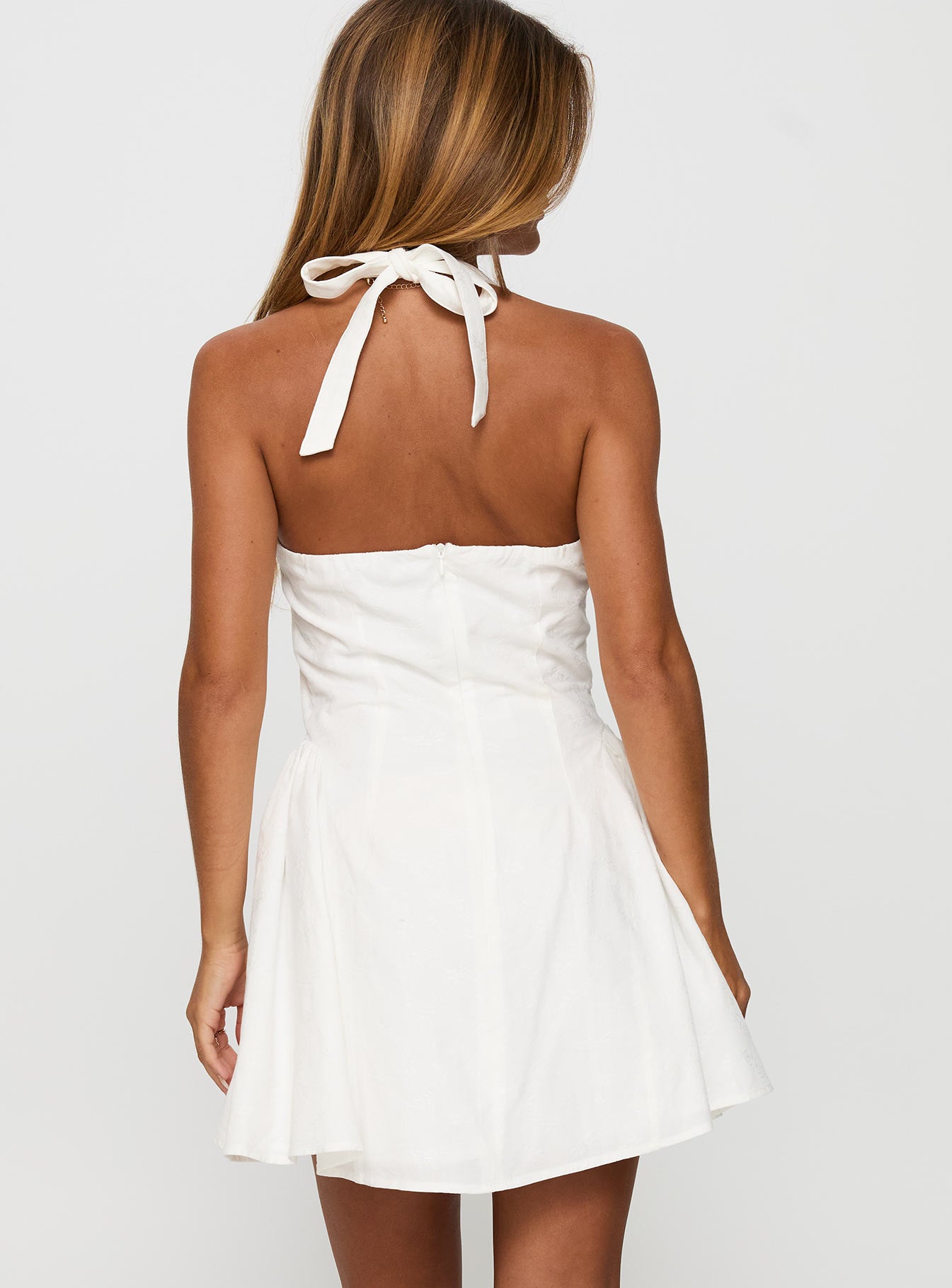 Sweet Words Halter Mini Dress White | Princess Polly Sweet Words Halter Mini Dress White | Princess Polly