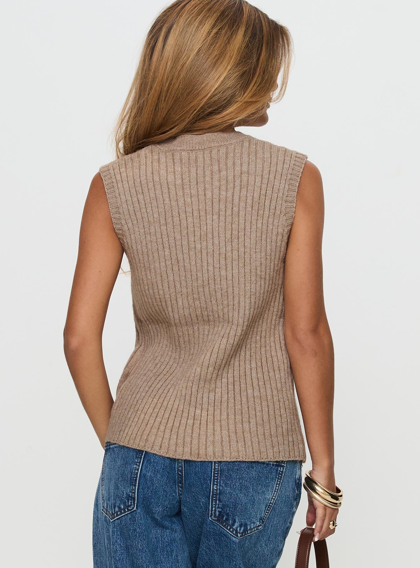 Jessabell Rib Sleeveless Top Mocha | Princess Polly