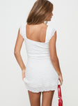 back view of model wearing Princess Polly Lanchester Mini Dress White Tall Square Neck 