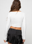 Long sleeve crop top Sweetheart neckline, keyhole cut out, lace detail at bust