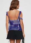 Mesh top Ruffle detail, adjustable shoulder straps, scooped neckline, invisible zip fastening at side Good stretch, fully lined