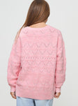 Pink Pointelle knit material, crew neckline, ribbed cuffs &amp; waist&nbsp;