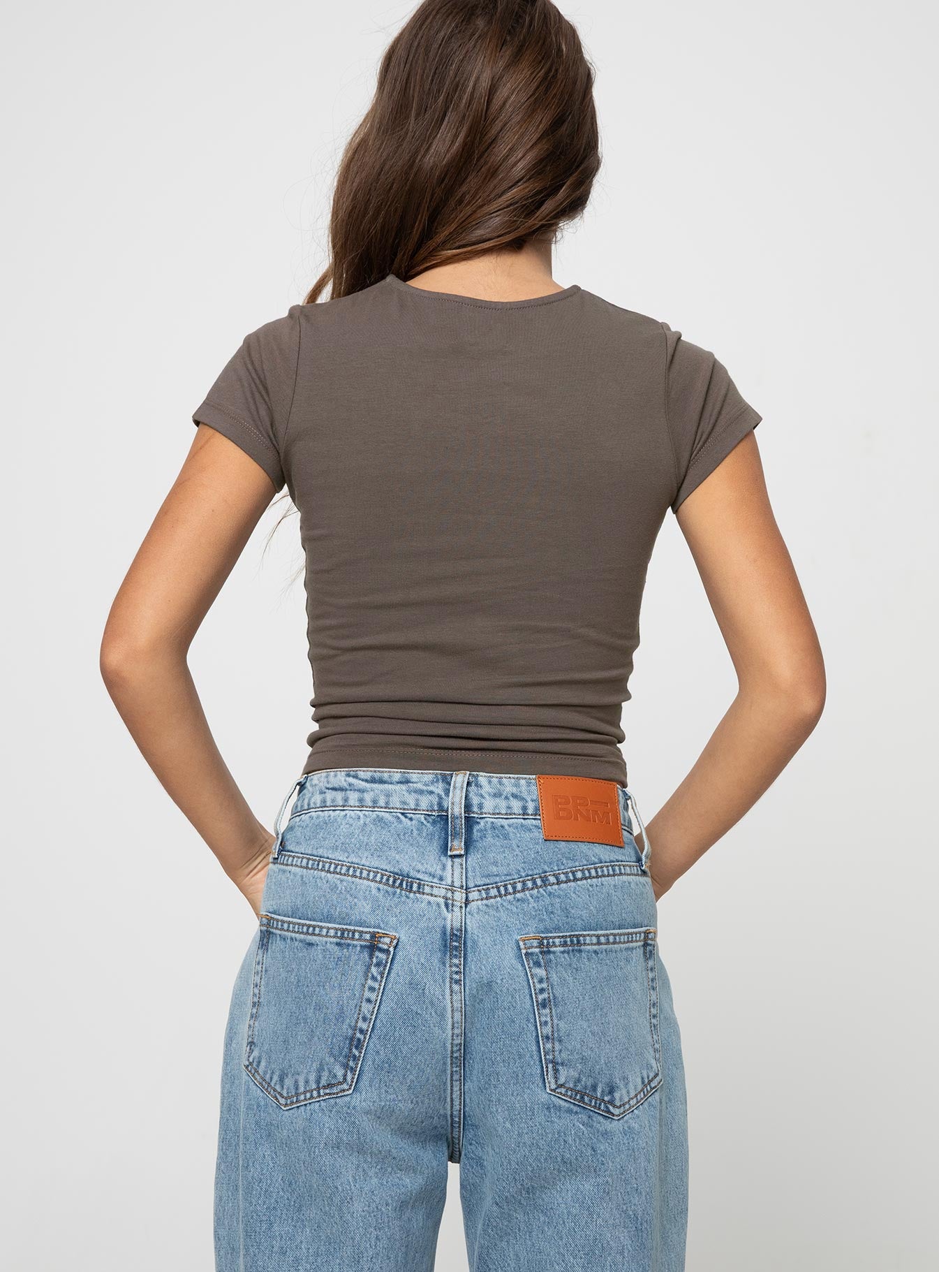 product Princess Polly Short Sleeves Square Neck  Destination California Tee Charcoal