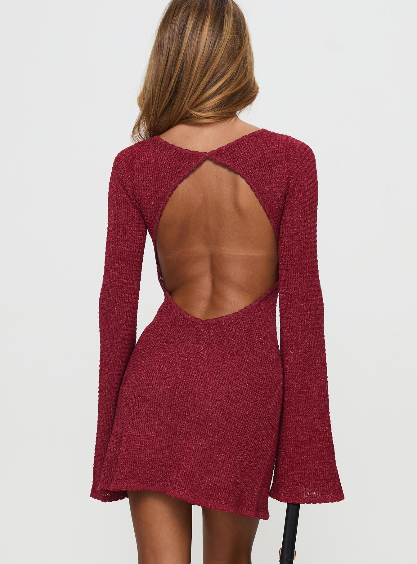 red long sleeve backless dress Red Long Sleeve Mini Dresses