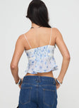 Floral top Elasticated shoulder straps, v-neckline, adjustable ruching at bust with tie fastening, invisible zip fastening at side, shirred panel at back Non-stretch material, lined bust