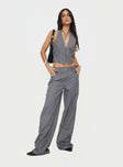 front view of model wearing Princess Polly Dawson Pants Slate Low Rise Pants 