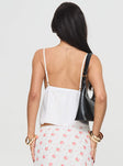 back view of model wearing Princess Polly Missoura Top White Sleeveless V-Neck 