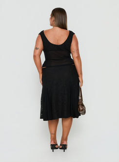 Quani Lace Midi Skirt Black Curve