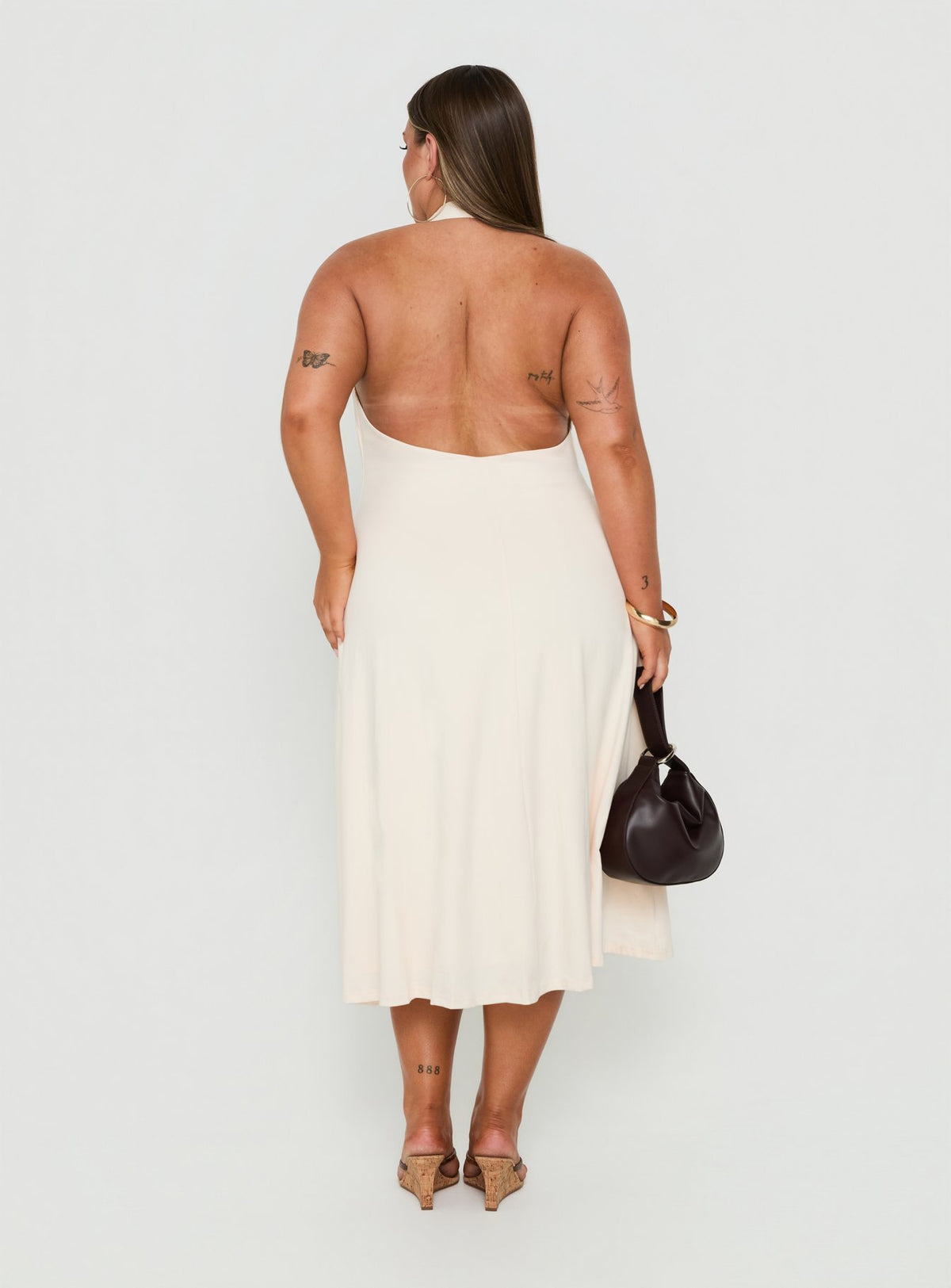 Morganne Halter Plunge Midi Dress Butter Curve