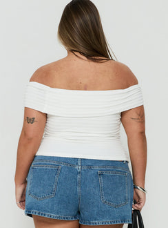 Ausha Off Shoulder Top White Stripe Curve
