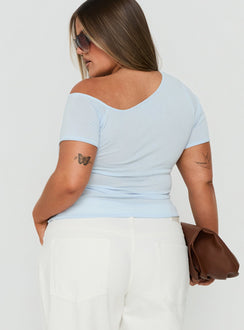 Kastor One Shoulder Short Sleeve Top Pale Blue Curve