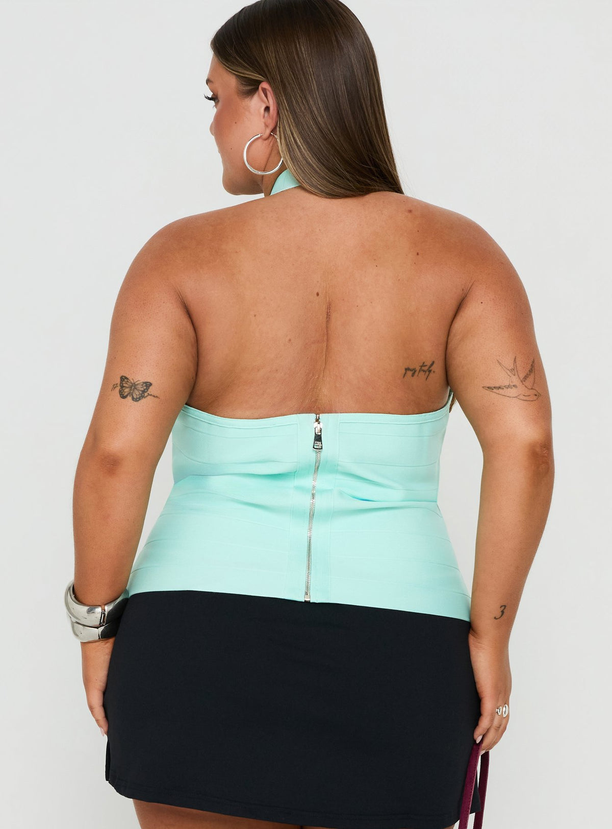 Sefina Bandage Halter Neck Top Aqua Curve