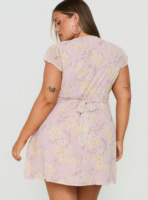 Cannelloni Mini Dress Lilac Floral Curve