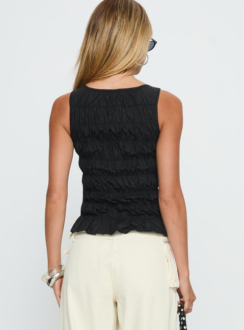 Marleene Shirred Top Black
