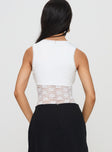 back view of model wearing Princess Polly Ditalini Bodysuit White Sleeveless 