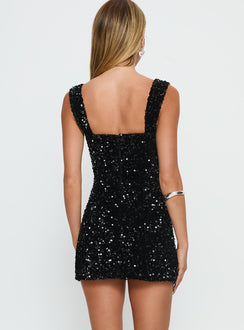 Denisse Strapless Sequin Mini Dress Black