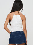 back view of model wearing Princess Polly Rozier Top White Sleeveless Crew Neck 