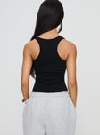 back view of model wearing Princess Polly Novelle Bodysuit Black Sleeveless 