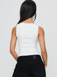 back view of model wearing Princess Polly Star Eyes Top White Sleeveless Crew Neck 