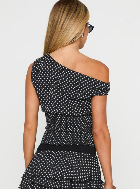 Ready To Party Off Shoulder Top | Black Polka Dot | Womens Ready To Party Off Shoulder Top | Black Polka Dot | Womens